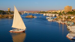 Feluccas on the River Nile, Aswan, Egypt, North Africa, Africa