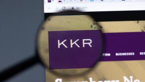 New York, USA - 15 February 2021: KKR Kohlberg Kravis Roberts website in browser with company logo, Illustrative Editorial