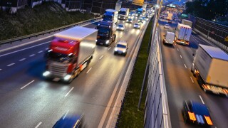 Six lane controlled-access highway in Poland by night