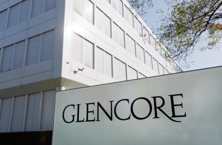 Entrance and company headquarters of Glencore Xstrata, the world's largest commodities trading firm, in Zug, Switzerland