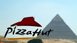 Pizza Hut at the Giza Pyramids, Cairo, Egypt