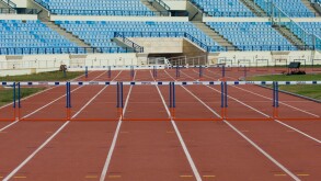 Empty racetrack with barriers in Beirut Lebanon Middle East