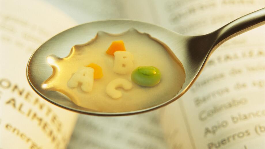 letter-shaped pasta soup