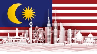 1. malay flagFlag of Malaysia with famous landmarks in paper cut style vector illustration