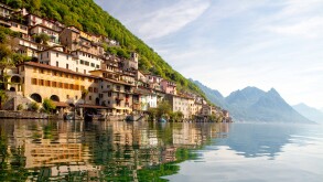 Gandria, canton, TI, Ticino, South Switzerland, water, lake, lakes, village, Switzerland, Europe, Lake Lugano,