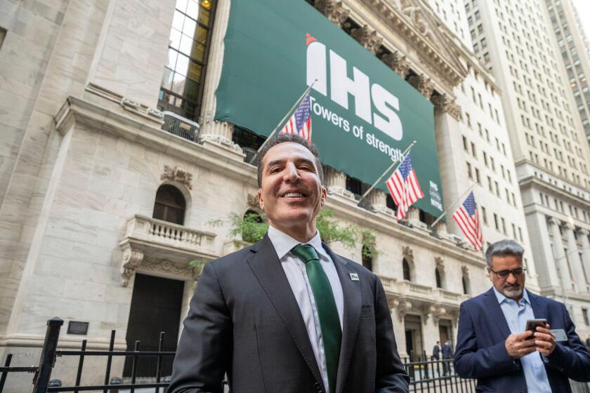 New York, USA. 14th Oct, 2021. Sam Darwish Chairman and CEO of IHS Towers attends the launch of IHS Towers IPO on New York Stock Exchange in New York on October 14, 2021. (Photo by Lev Radin/Sipa USA) Credit: Sipa US/Alamy Live News