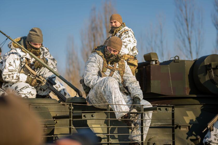 Chernobyl, Ukraine. 04th Feb, 2022. Soldiers of the National Guard Of Ukraine practiced military exercises near Chernobyl, Ukraine. Preparations continue in Ukraine as Russian military forces mobilize on the Ukrainian border. (Photo by Michael Nigro/Pacif