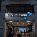 Picture of a sign with the logo of Turk Telekom on their logo on their store for Istanbul in Turkey. Turk Telekom is a state-owned Turkish telecommuni
