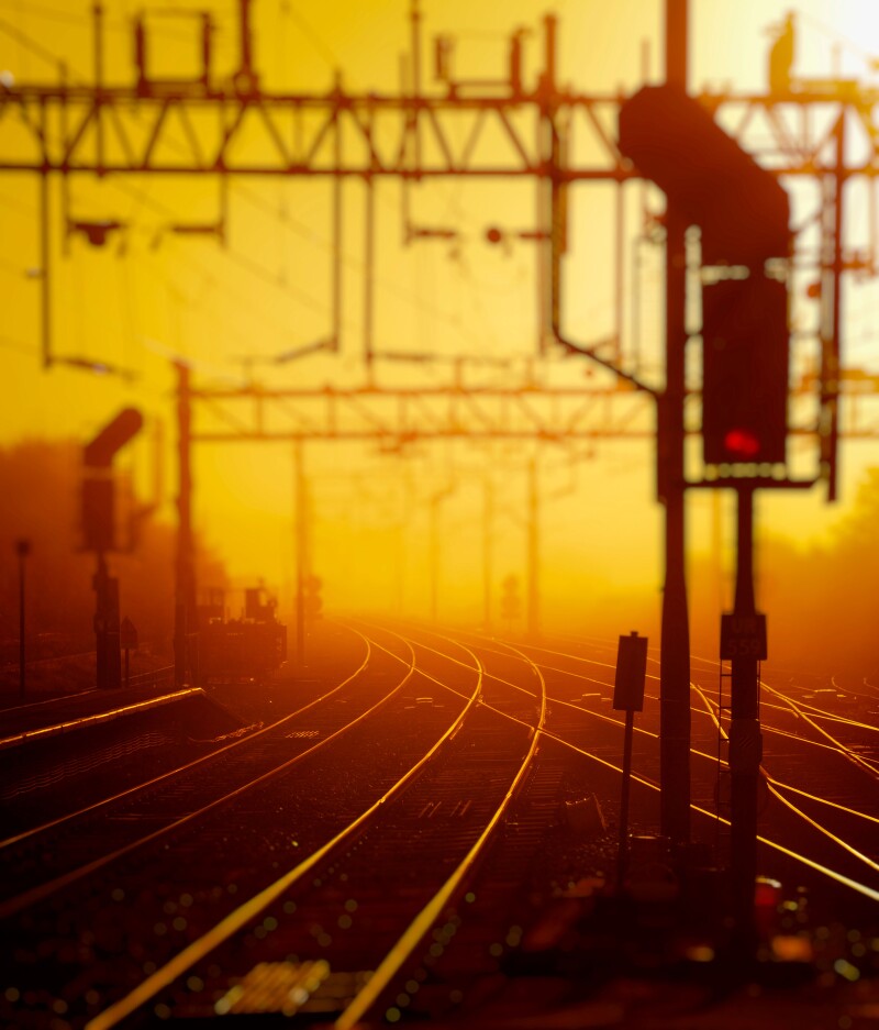 Sunrise over Railway Points and Track