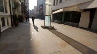 The Crown Estate building on New Burlington Street featuring the New Burlington Flare sculpture, London, UK