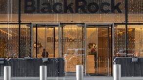 BlackRock, Inc headquarters entrance on tenth avenue in the Hudson Yards area of Manhattan, New York, decorated with Christmas lights