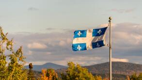 Quebec flag and fall colours