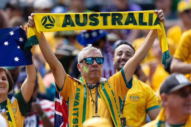 Seattle, USA. 19 June 2026. Australia fans  during the FIFA World Cup 2026 Group D match between USA and Australia at Lumen Field. Credit: John Carusi/Alamy Live News