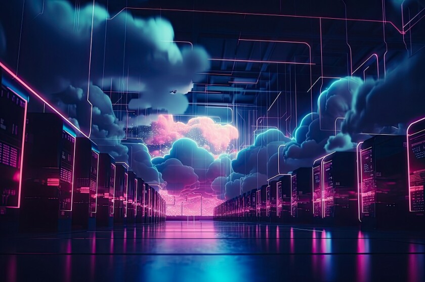 Cloud Storage Server Futuristic Technology Cyber-World 3D AI Ill