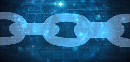 blockchain technology concept blue background