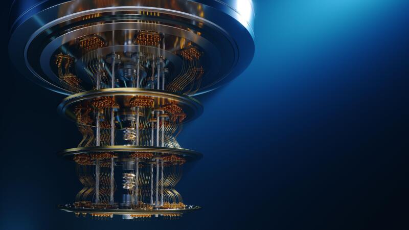 quantum computer on the blue background