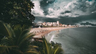 Warm rainy day in Rio, view of the beach, Leblon, Ipanema, Rio de Janeiro, Brazil, LatAm, 575