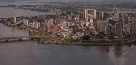 Abidjan, Ivory Coast - August 16th 2010: Aerial photo of Abidjan.