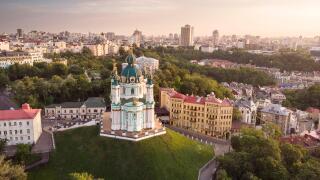 St Andrew's Church in Kyiv, Ukraine; the famous sightseeing in Kyiv; iconic place in Kyiv, Ukraine