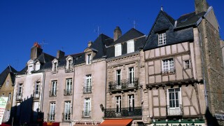 A row of houses and businesses in Vannes France Brittany