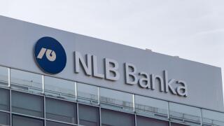 Podgorica, Montenegro - June 4, 2022: Logo and sign of NLB Banka. NLB Group is the largest banking and financial group in Slovenia.