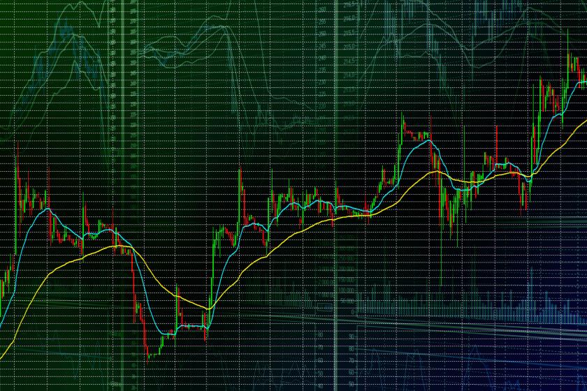 Stock market candle bars graph. Trend up. Abstract stock exchange theme composition