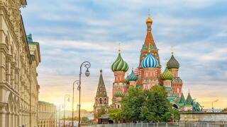 Saint Basil Cathedral on sunrise, Moscow, Russia