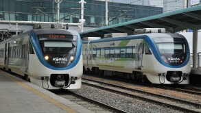 Korail train in Seoul railway station South Korea