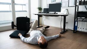 Faint Accident In Office. Fall From Chair At Workplace