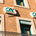 Credit Agricole bank logo, Meze, Herault, Languedoc-Roussillon, France