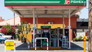 TIJUANA, MEXICO - 07/22: Tijuana Pemex gas station