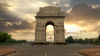 Historic India Gate Delhi - A war memorial on Rajpath road New Delhi at sunrise.