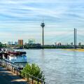Skyline of Dusseldorf with the Rhine river in North Rhine-Westphalia, Germany