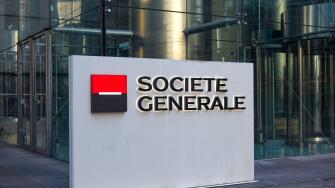 FEBRUARY 2022 - LA DEFENSE - FRANCE: view on the Societe Generale signboard