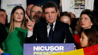 Bucharest, Romania. 18th May, 2025. Nicusor Dan, the mayor of Bucharest and an independent candidate, speaks after the first exit poll of Romania's presidential runoff in Bucharest, Romania, May 18, 2025. Nicusor Dan has won Romania's presidential runoff