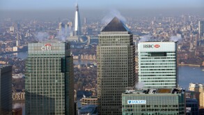 Canary Wharf and Shard aerial