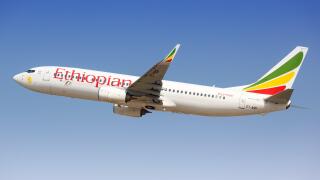 Tel Aviv, Israel ? February 24, 2019: Ethiopian Airlines Boeing 737-800 airplane at Tel Aviv airport (TLV) in Israel.