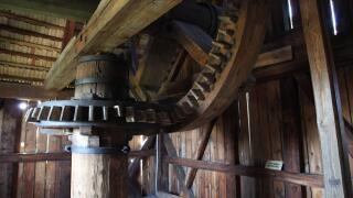 Windmill, open-air Tokarnia, Swietokrzyskie, Poland, old wooden windmill, grinding grain,
