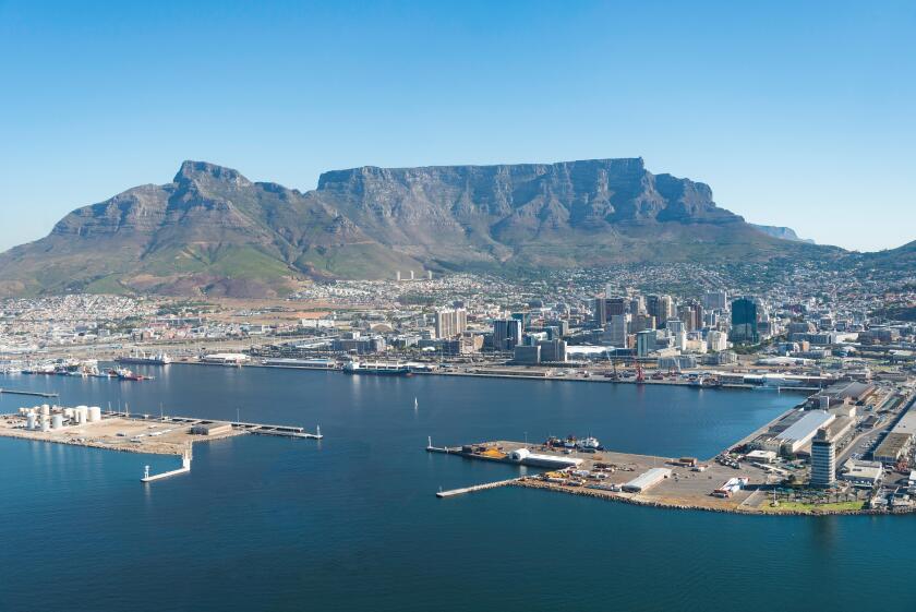 Aerial view of city and port, City of Cape Town Metropolitan Municipality, Western Cape Province, Republic of South Africa