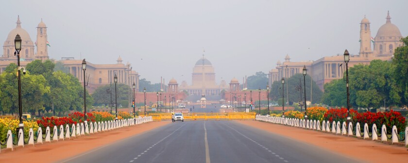 Rashtrapati Bhavan is the official home of the President of India on April 26, 2019, New Delhi, India.