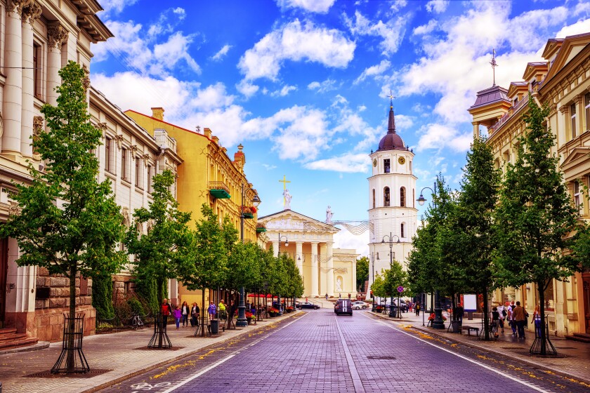 Gediminas Avenue and Cathedral square, Vilnius, Lithuania,