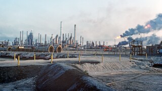 Saudi Arabia. Ras Tanura oil Refinery.It is the HQ of Saudi Aramco the American co, set up at the time of King Abdul Aziz(1938)