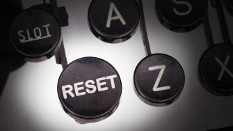 Typewriter with special buttons, reset