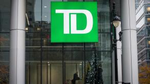 MONTREAL, CANADA - NOVEMBER 6, 2018: TD Bank logo in front of their headquarters for Montreal, Quebec. Also known as Toronto Dominon Canada Trust, it 