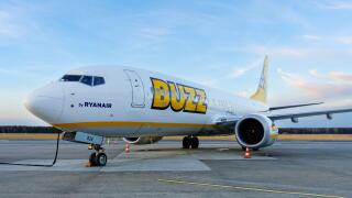 Ryanair Buzz aircraft at Warsaw Modlin Airport, Poland