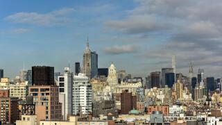 New York City Skyline view across Midtown Manhattan on a sunny day