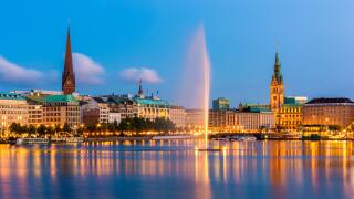 Hamburg Germany Skyline at dusk