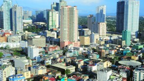 Aerial view on Makati - is one of the 17 cities that make up Metro Manila. Philippines