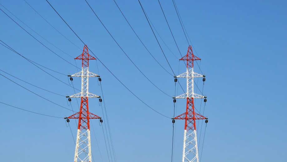 power lines in blue sky Auvergne France