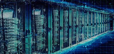 Data center with servers and artificial intelligence